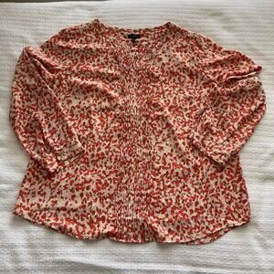 XL Talbots Multicolored Animal Print Long-Sleeve Blouse